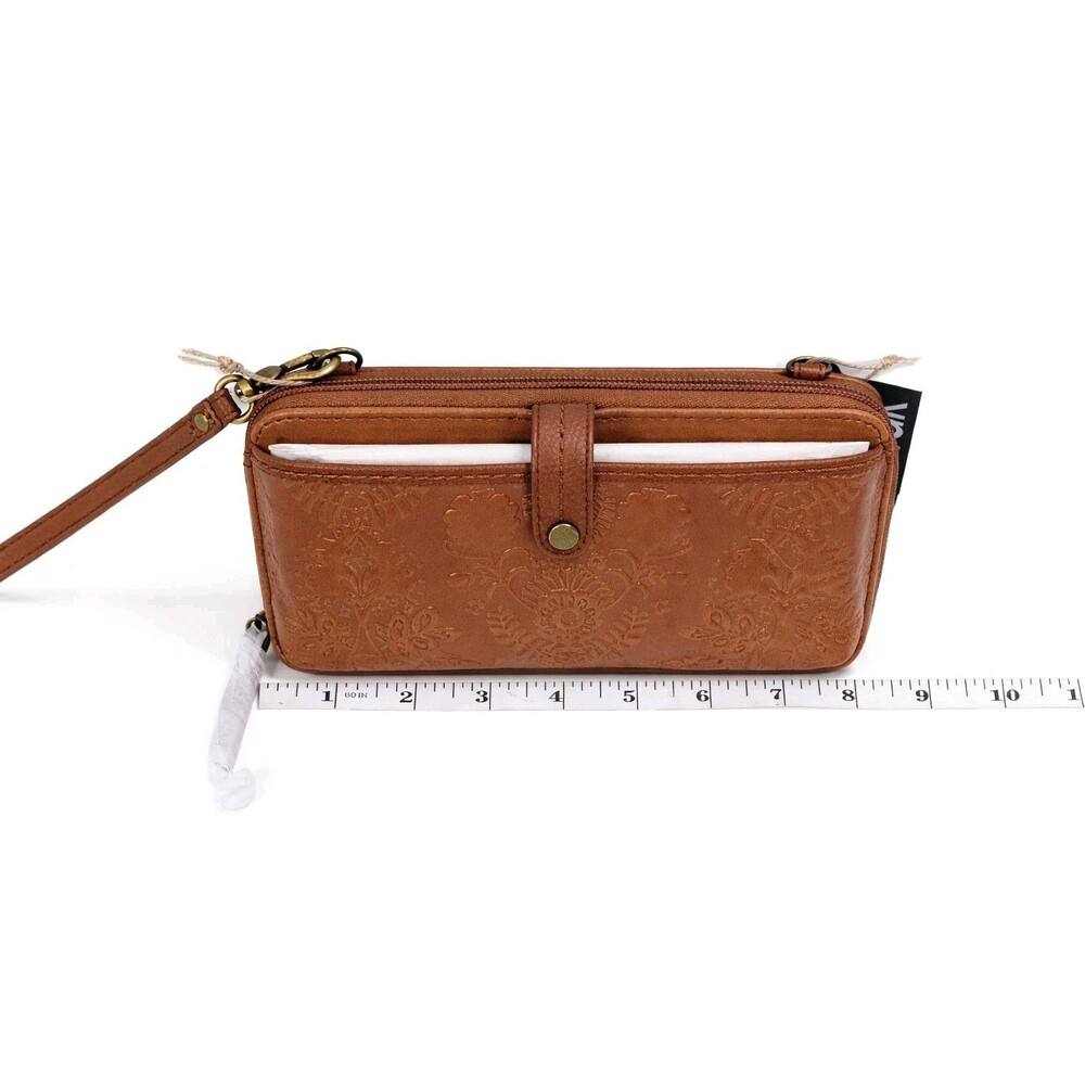 The Sak Iris Leather Crossbody Smartphone Wallet Brown Floral NWT - Picture 11 of 16